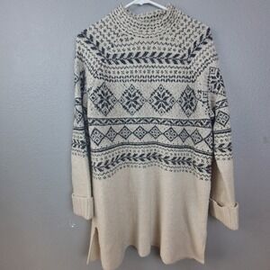 Style & Co Fair Isle Tunic Sweater Sparkle Mock Neck Long Sleeve Size M
